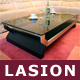 Designer-Loungetisch "Lasion", Glastisch, Glasplatte, Couchtisch Eiche